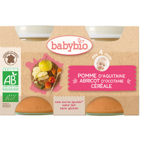 Babybio Pomme d’Aquitaine Abricot d’Occitanie Céréale 2 | 130G