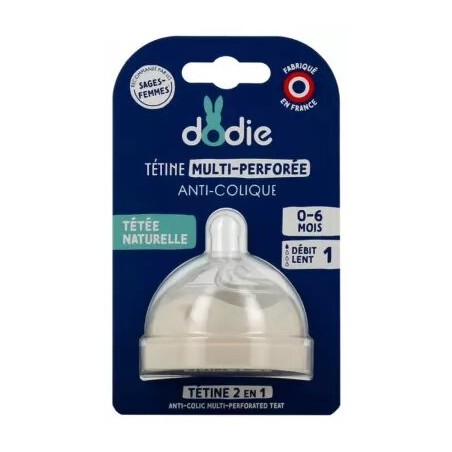 DODIE Tétine Multi-Perforée Anti-Colique Débit Lent 0-6 Mois