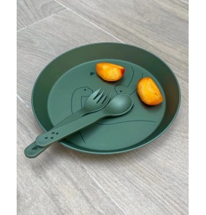 CITRON Set de Vaisselle 5 Pièces 100% Biosourcé - Dino Vert