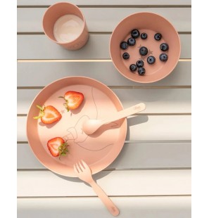 CITRON Set de Vaisselle 5 Pièces 100% Biosourcé- Licorne Rose