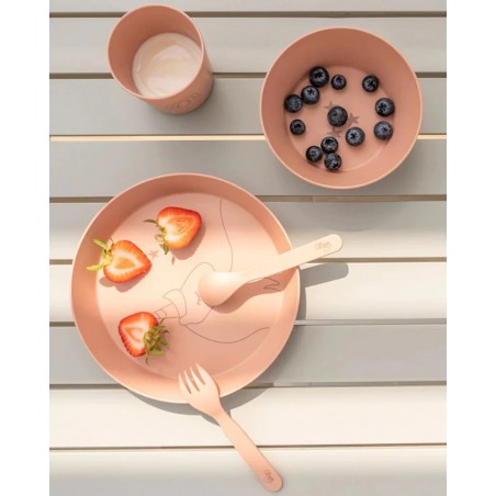CITRON Set de Vaisselle 5 Pièces 100% Biosourcé- Licorne Rose