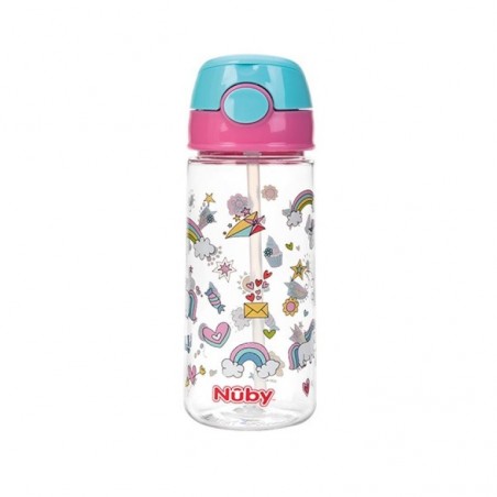 NUBY GOBELET PAILLE SOUPLE ET BOUTON PUSH EN TRITAN 540ML +3ANS