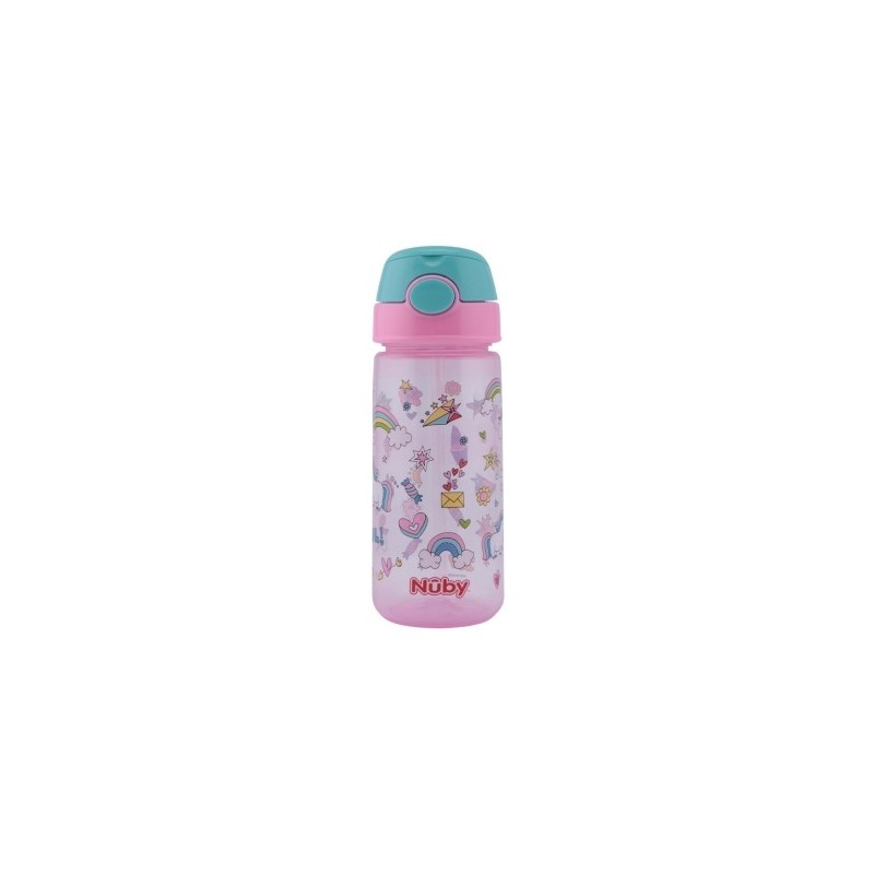 NUBY GOBELET PAILLE SOUPLE ET BOUTON PUSH EN TRITAN 540ML +3ANS