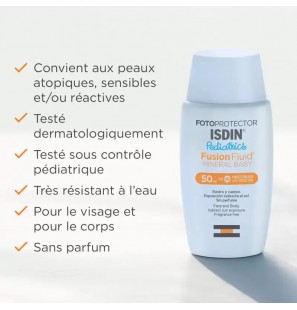 ISDIN FOTOPROTECTEUR Fusion Fluide Minérale Bébé Pédiatrie Spf 50+