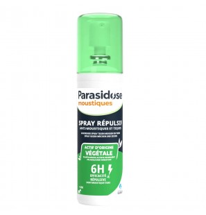 PARASIDOSE MOUSTIQUES SPRAY REPULSIF ANTI MOUSTIQUES ET TIQUES ACTIF D'ORIGINE VEGETALE +6MOIS 100ML