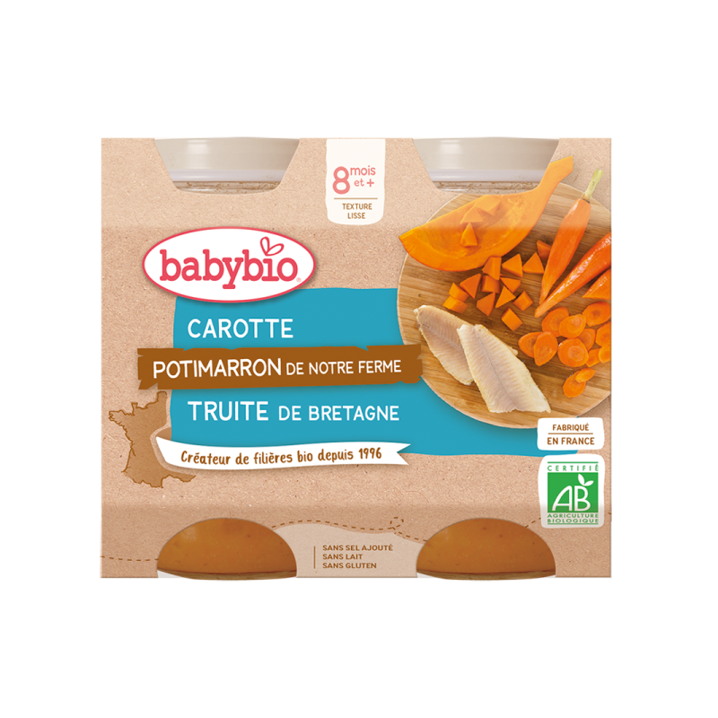 BABYBIO CAROTTE POTIMARRON ET TRUITE 2*200G