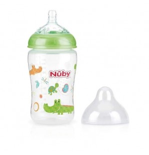 NUBY biberon en polycarbonate imprimé avec  tétine SoftFlex 360ml + 3 mois