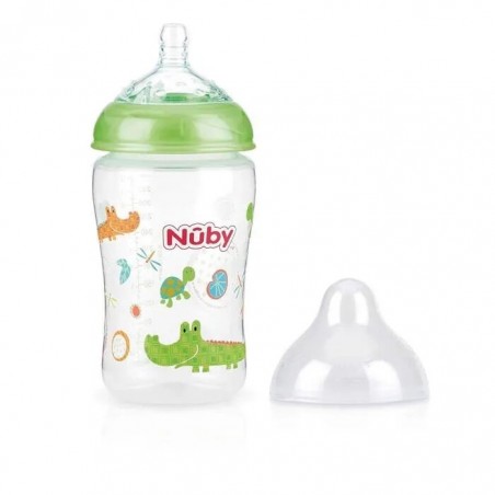 NUBY biberon en polycarbonate imprimé avec  tétine SoftFlex 360ml + 3 mois