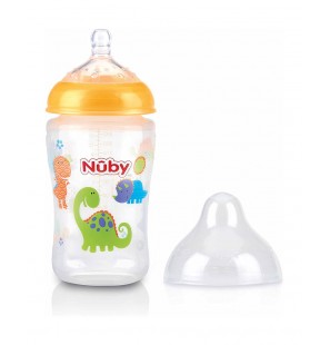 NUBY biberon en polycarbonate imprimé avec  tétine SoftFlex 360ml + 3 mois