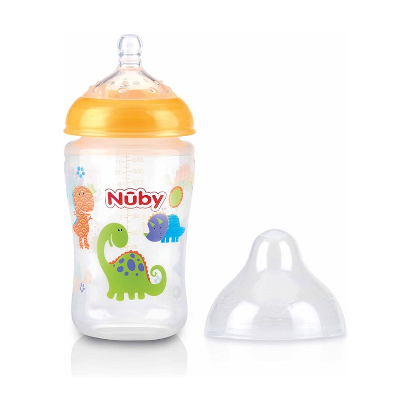 NUBY biberon en polycarbonate imprimé avec  tétine SoftFlex 360ml + 3 mois