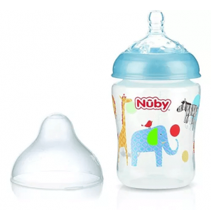 NUBY biberon en polycarbonate imprimé avec  tétine SoftFlex 270ml + 0 mois