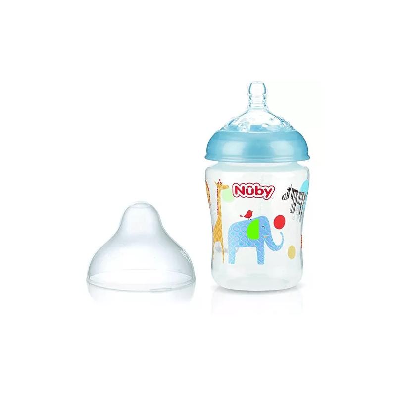 NUBY biberon en polycarbonate imprimé avec  tétine SoftFlex 270ml + 0 mois