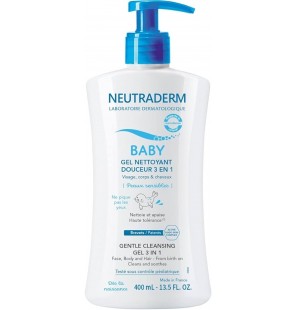 NEUTRADERM BABY GEL NETTOYANT DOUCEUR 3 EN 1 VISAGE CORPS ET CHEVEUX PEAUX SENSIBLES 400ML