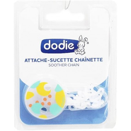 DODIE ATTACHE SUCETTE CHAINETTE ROSE BLEU TRANSPARENTE