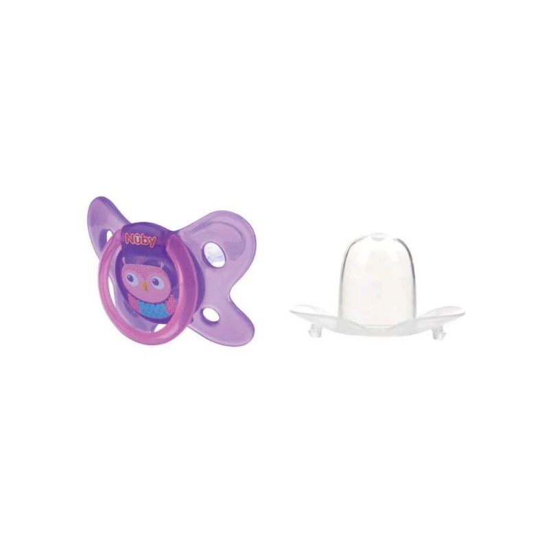 NUBY SUCETTE EN SILICONE OVAL CLASSIC AVEC COUVERCLE 6-36MOIS