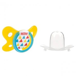 NUBY SUCETTE EN SILICONE OVAL CLASSIC AVEC COUVERCLE 0-6MOIS