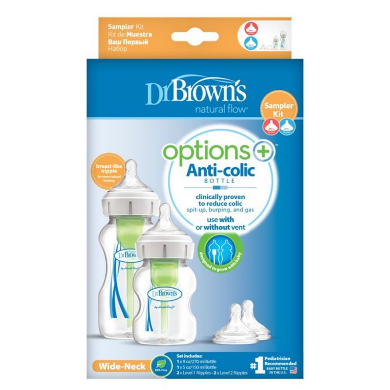 DR BROWNS Set 2 biberons col large Natural options