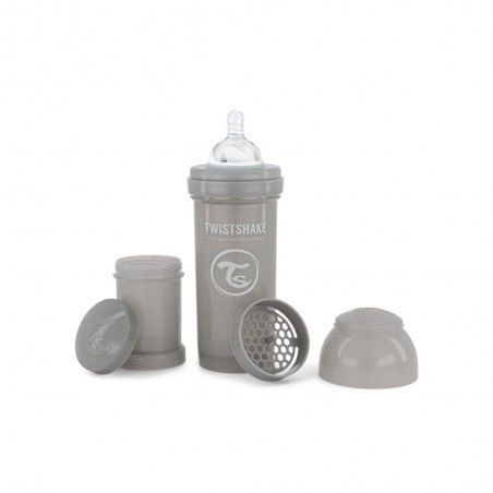 Twistshake biberon 2m+ anti-colique 260ml gris pastel