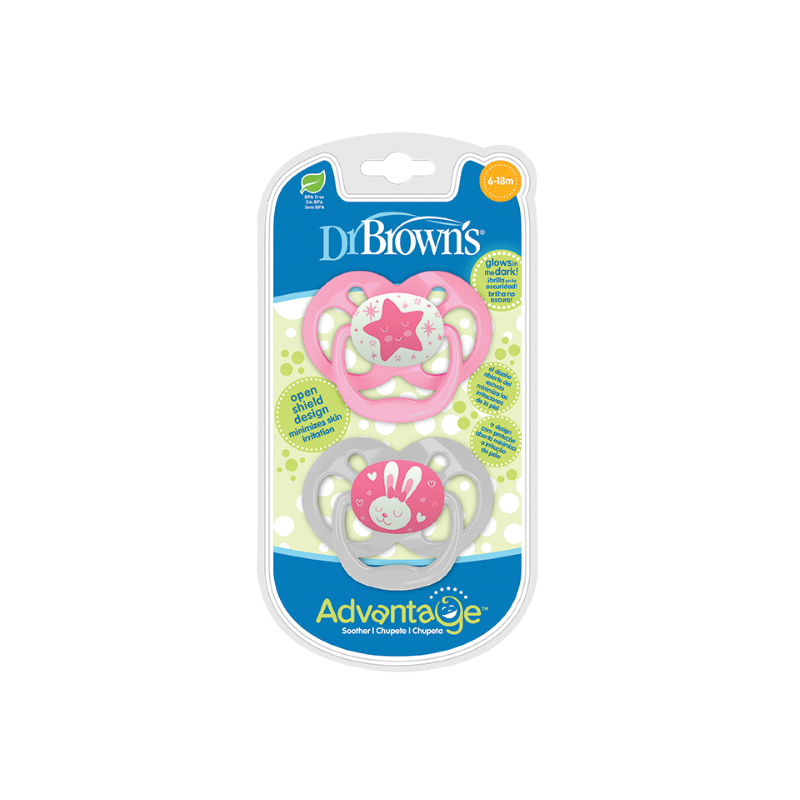 DR BROWNS Sucette  Avantage Pink Silicone  2 x 6-18 m