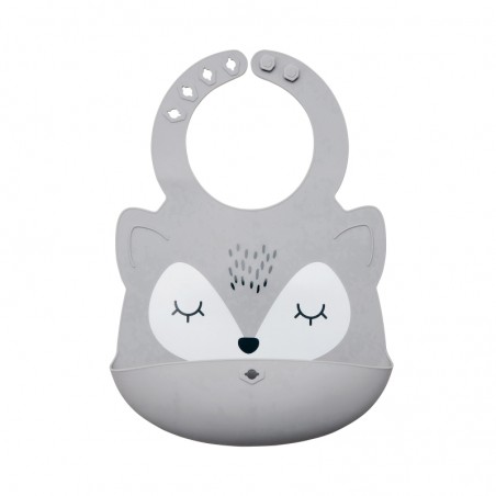 TINY TWINKLE Bavoir enroulable en silicone- Renard gris