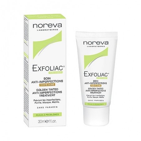 NOREVA EXFOLIAC soin anti-imperfections teintée dorée 30 ml